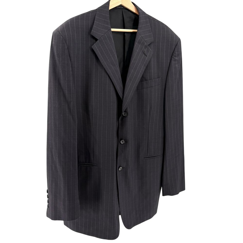 Vintage 90s Claudio Morelli Gray Pinstripe 100% Wool Menswear Blazer Jacket